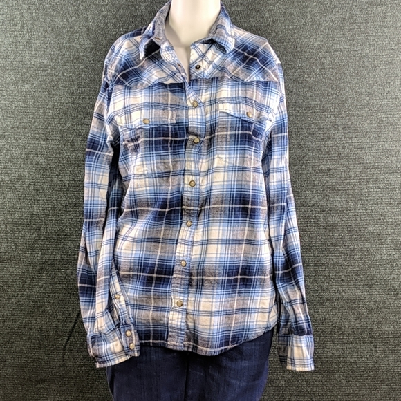 JACHS Girlfriend Tops - Jach's Girlfriend "Bea" Blue & White Plaid Shirt